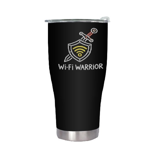 Wi-Fi Warrior Fun Tech Shield Design Nerd Tech Fun Stainless Steel Tumblers