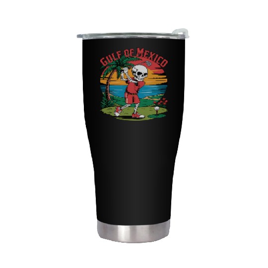 Tropical Skeleton Golf Funny Parody Design Stainless Steel Tumblers