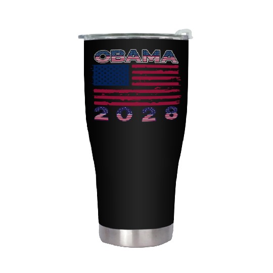Obama 2028 Vintage Flag Patriotic Politics Protest Stainless Steel Tumblers