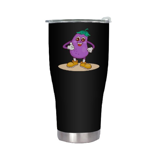 Animated Eggplant Character Design Stainless Steel Tumblers