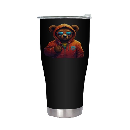 Cool Streetwear Cartoon Bear Stainless Steel Tumblers – Urban Style