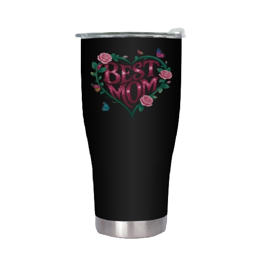 Trendy Best Mom Ever, Mother's Day Heart Floral Stainless Steel Tumblers