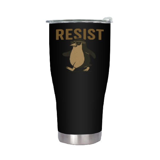 Resist Penguin Activism - Funny Protest Graphic Stainless Steel Tumblers