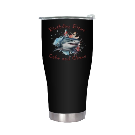 Birthday Party Shark: Whimsical and Fun Stainless Steel Tumblers