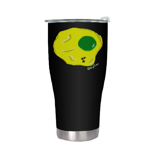 Yellow and green fried egg and flies Stainless Steel Tumblers