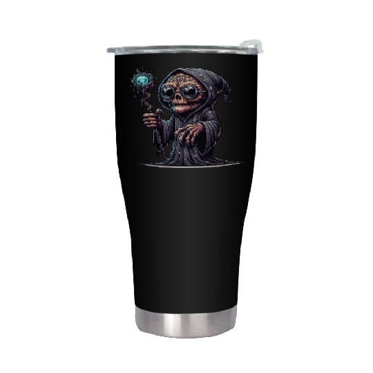 Cosmic Skull Wizard – Creepy Arcane Sorcerer Stainless Steel Tumblers