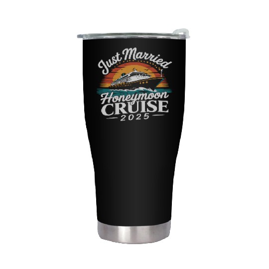 Just Married Honeymoon Cruise 2025 Adventure Stainless Steel Tumblers
