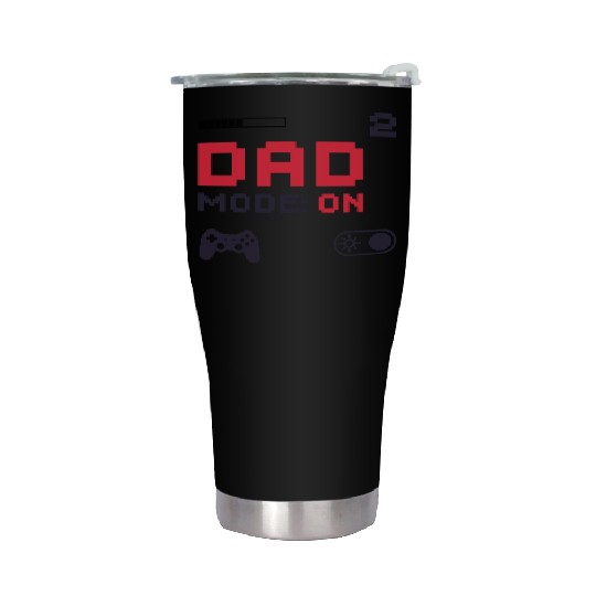 Dad Mode On Retro Gamer Dad Pixel Art Design Stainless Steel Tumblers