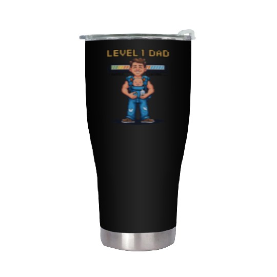 Funny Retro Gamer Dad Pixel Art Father's Day Gift Stainless Steel Tumblers