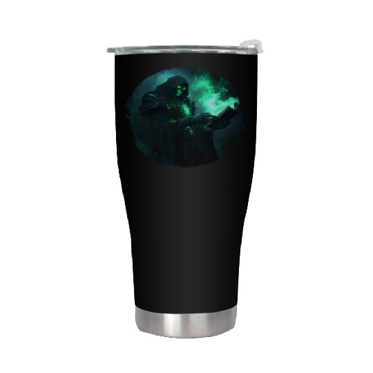 Green Shadow Mage with Burning Spell Book Stainless Steel Tumblers