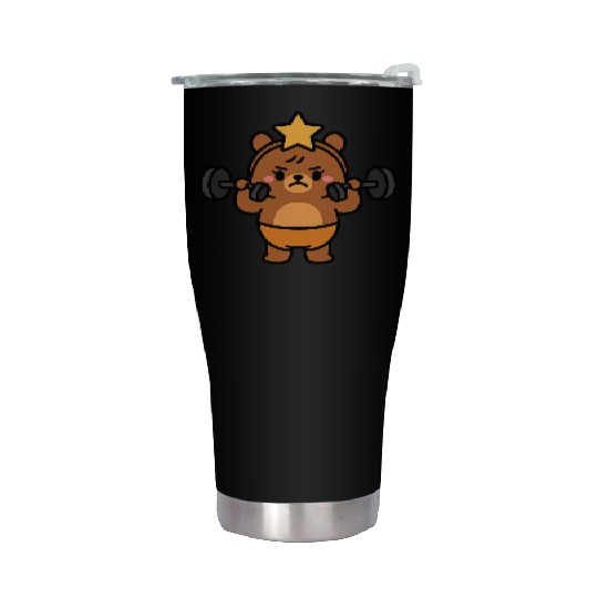 Built Different Bear Quirky Workout Character Stainless Steel Tumblers