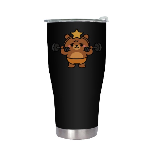 Built Different Bear Quirky Workout Character Stainless Steel Tumblers