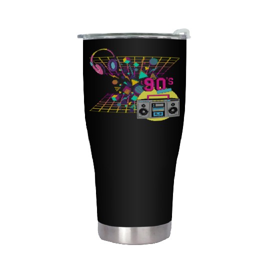Back to the 90s: Neon Beats & Retro Vibes Stainless Steel Tumblers