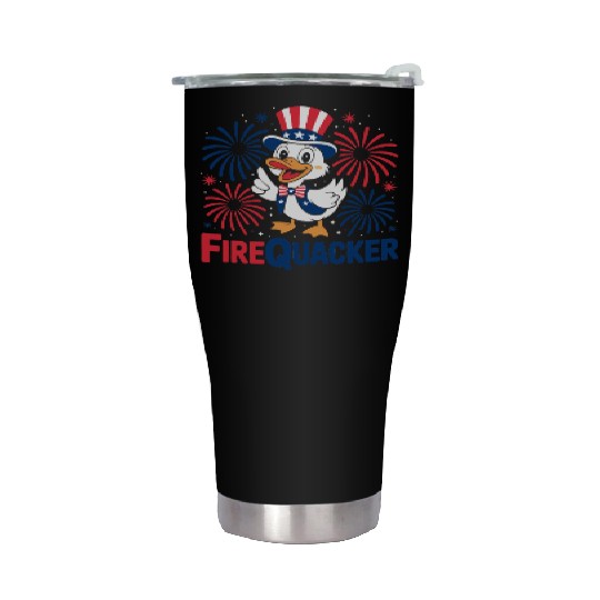Womens Duck Firequacker Patriotic Fourth of July I Stainless Steel Tumblers