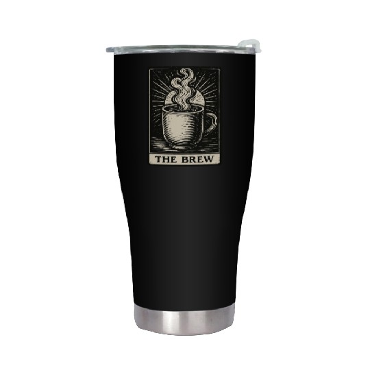 The Brew – Coffee Tarot Card in Vintage Ink Stainless Steel Tumblers
