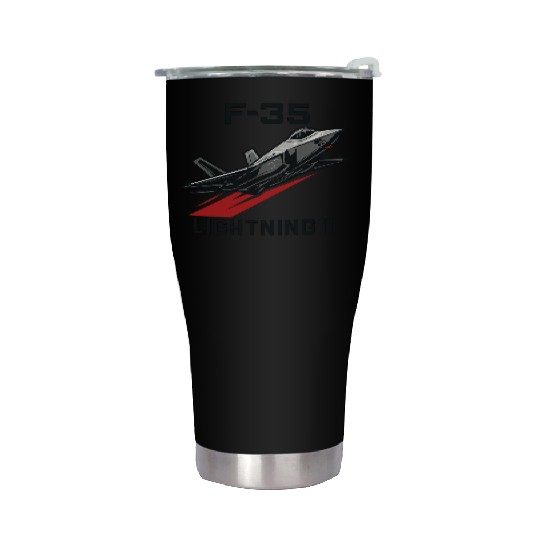 F-35 Lightning II Stealth Fighter Jet Art Stainless Steel Tumblers