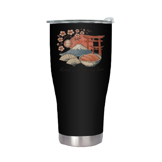 Japan Culture - Mount Fuji & Sakura Vintage Art Stainless Steel Tumblers