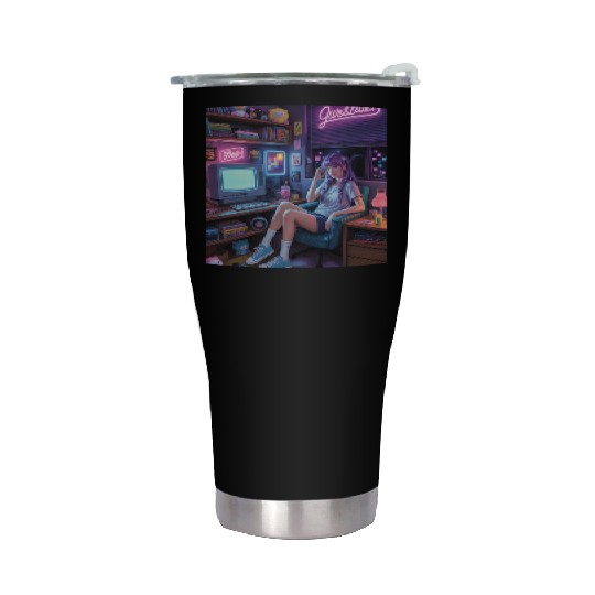 Y2K Gamer Girl Vibes – Retro Tech & Neon Room Aest Stainless Steel Tumblers