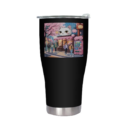 Tokyo Sakura Stroll – Cute Girl Under Cherry Bloss Stainless Steel Tumblers