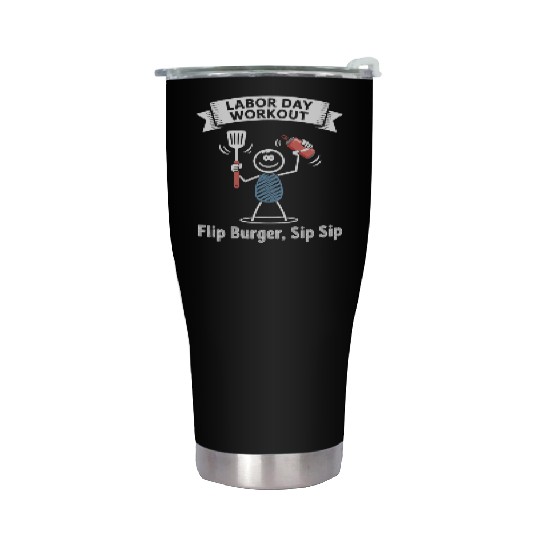 Workout Reps of Flip Burger Sip Sip Labor Day Stainless Steel Tumblers