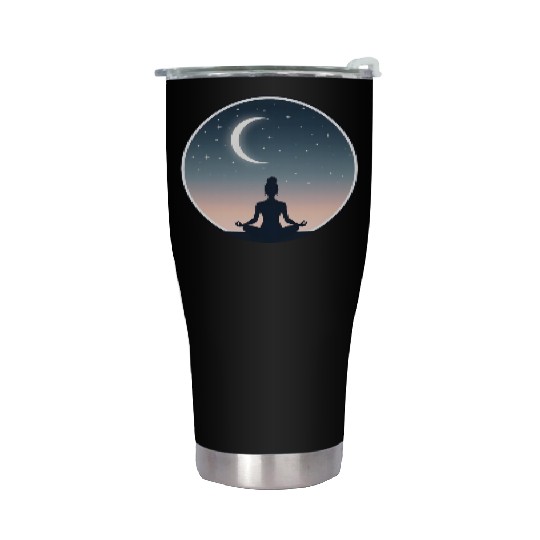 Moonlit Yoga Pose Stainless Steel Tumblers