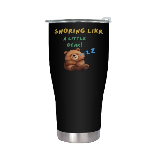 Cute Snoring Bear Graphic Design Stainless Steel Tumblers