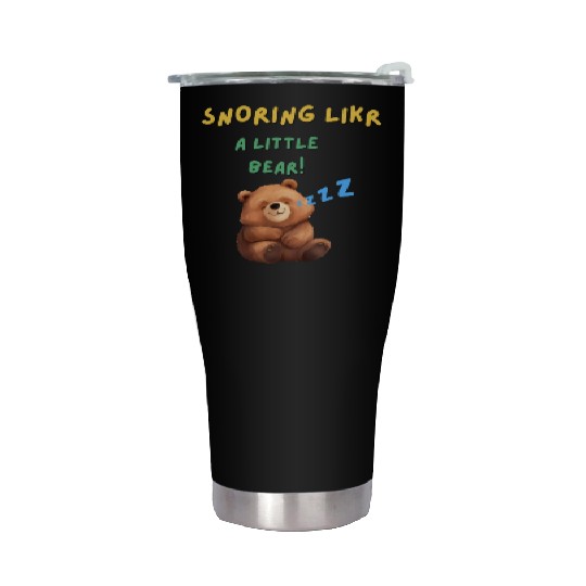Cute Snoring Bear Graphic Design Stainless Steel Tumblers