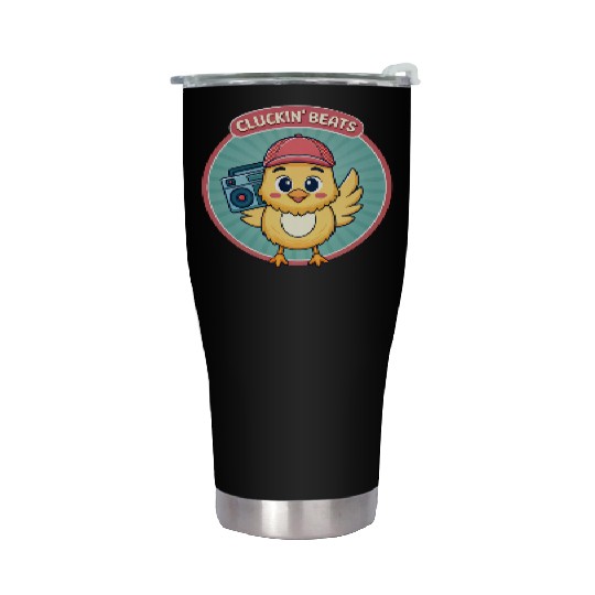 Cluckin Beats Chicken Hip Hop Retro 90s. Stainless Steel Tumblers