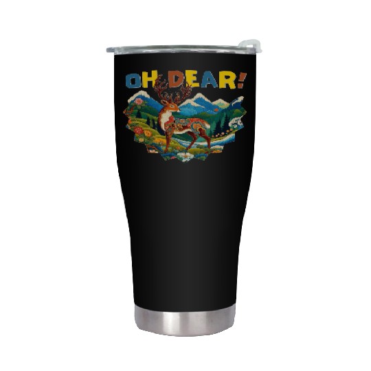 Oh-Dear-Wanderlust-Deer-in-Jungle-Tibetan-Folk-Art Stainless Steel Tumblers