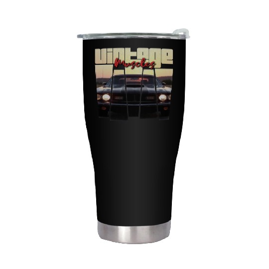 Vintage Muscle Car Sunset Poster Retro American Stainless Steel Tumblers