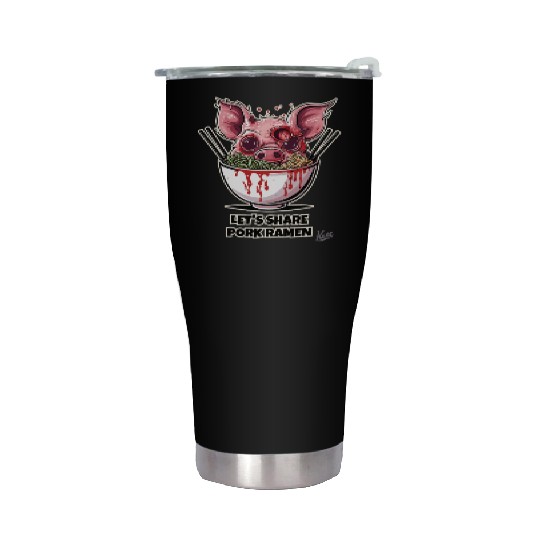 Zombie Pig in Ramen Bowl Horror Food Art Stainless Steel Tumblers