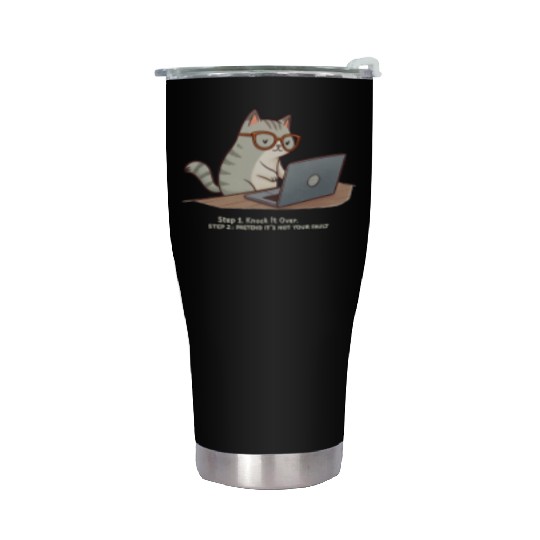Keyboard Warrior Cat Stainless Steel Tumblers