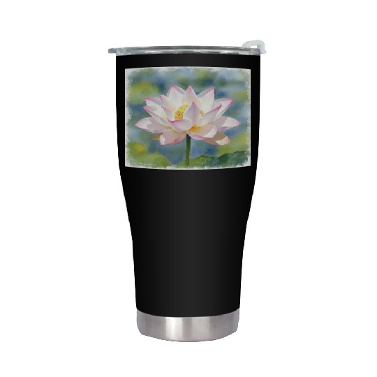 Serene Water Lily Floral Print Stainless Steel Tumblers