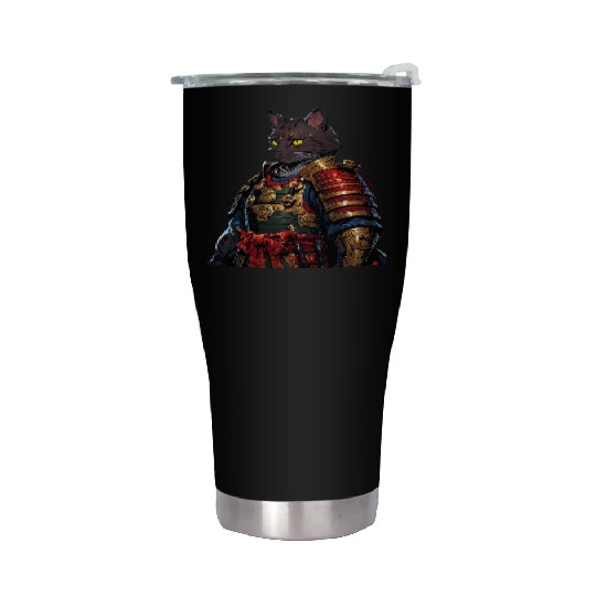 Warrior Cat in Armor Artwork Stainless Steel Tumblers