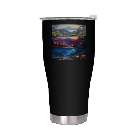003 - Serene Mount Fuji Nightscapes Stainless Steel Tumblers