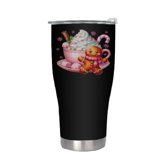 Whimsical Holiday Hot Chocolate Scene Stainless Steel Tumblers