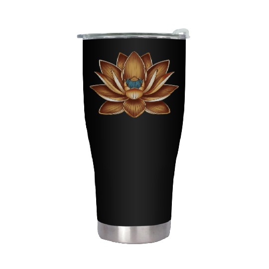 Artistic Lotus with Blue Accents Stainless Steel Tumblers
