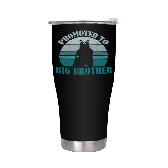 Promoted to Big Brother Bear Design Kids Toddler Stainless Steel Tumblers