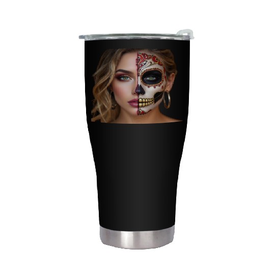 Intricate Sugar Skull Face Art Stainless Steel Tumblers