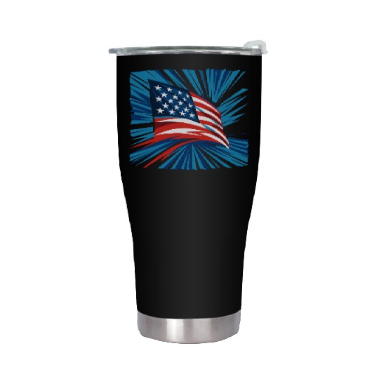 Patriotic American Flag Burst Design Stainless Steel Tumblers