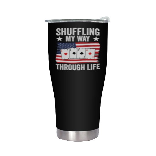 USA Flag Pinochle American Patriotic Card Games Stainless Steel Tumblers