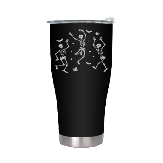 Festive Skeleton Dance Art Stainless Steel Tumblers
