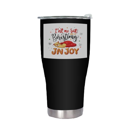 Festive Cat Joy Christmas Design Stainless Steel Tumblers
