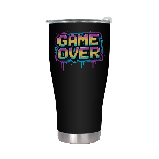 Pixelated Game Over Graffiti Design Stainless Steel Tumblers