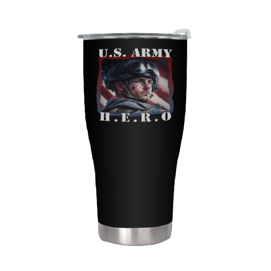US Army Hero American Soldier Patriotic Apparel Stainless Steel Tumblers