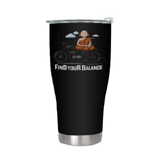 Meditative Monk on Motorcycle Design Stainless Steel Tumblers