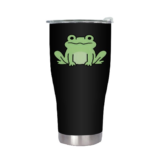 Lime Green Cartoon Frog Design Stainless Steel Tumblers