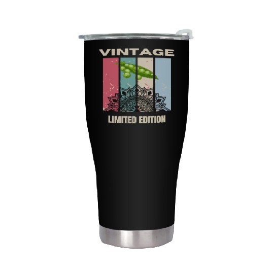 Vintage Lotus and Pea Art Design Stainless Steel Tumblers