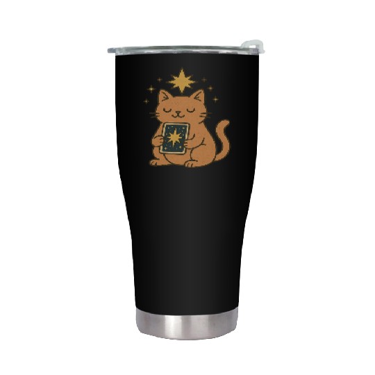 Celestial Cat Tarot Design Stainless Steel Tumblers