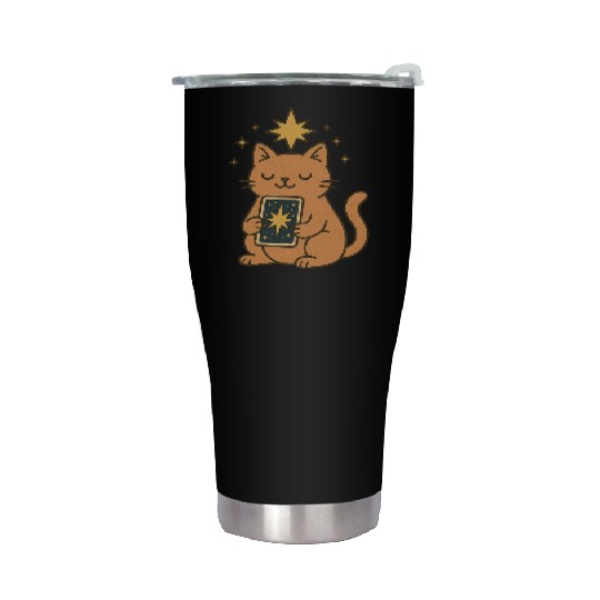 Celestial Cat Tarot Design Stainless Steel Tumblers
